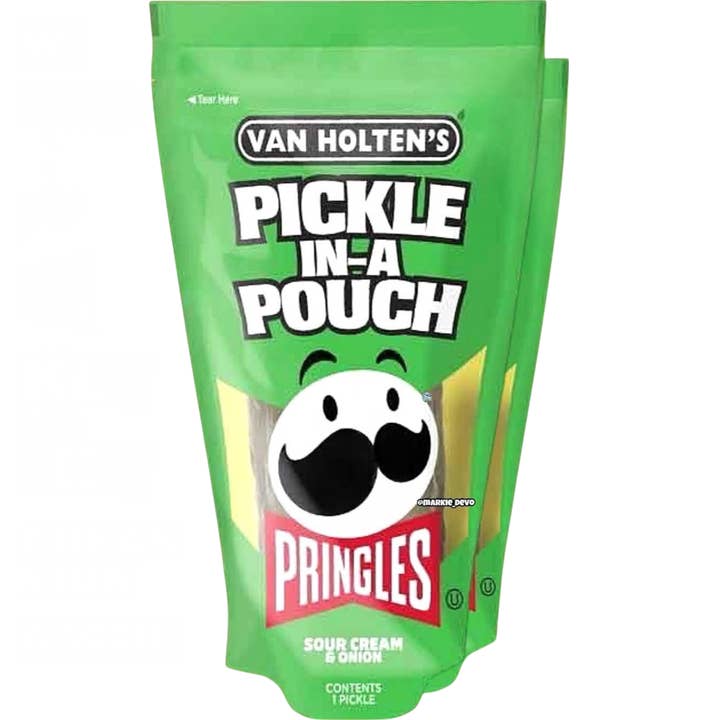 Van Holten's Pringles Sour Cream & Onion Pickle in a Pouch for wholesale by Cow Crack Wholesale