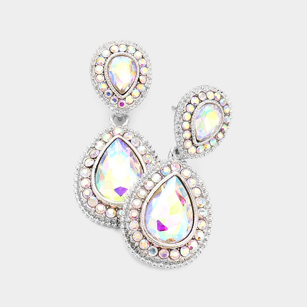 Sensibling Corp. - Wholesale Dangle Earrings - Rhinestone Trim Teardrop Evening Earrings4