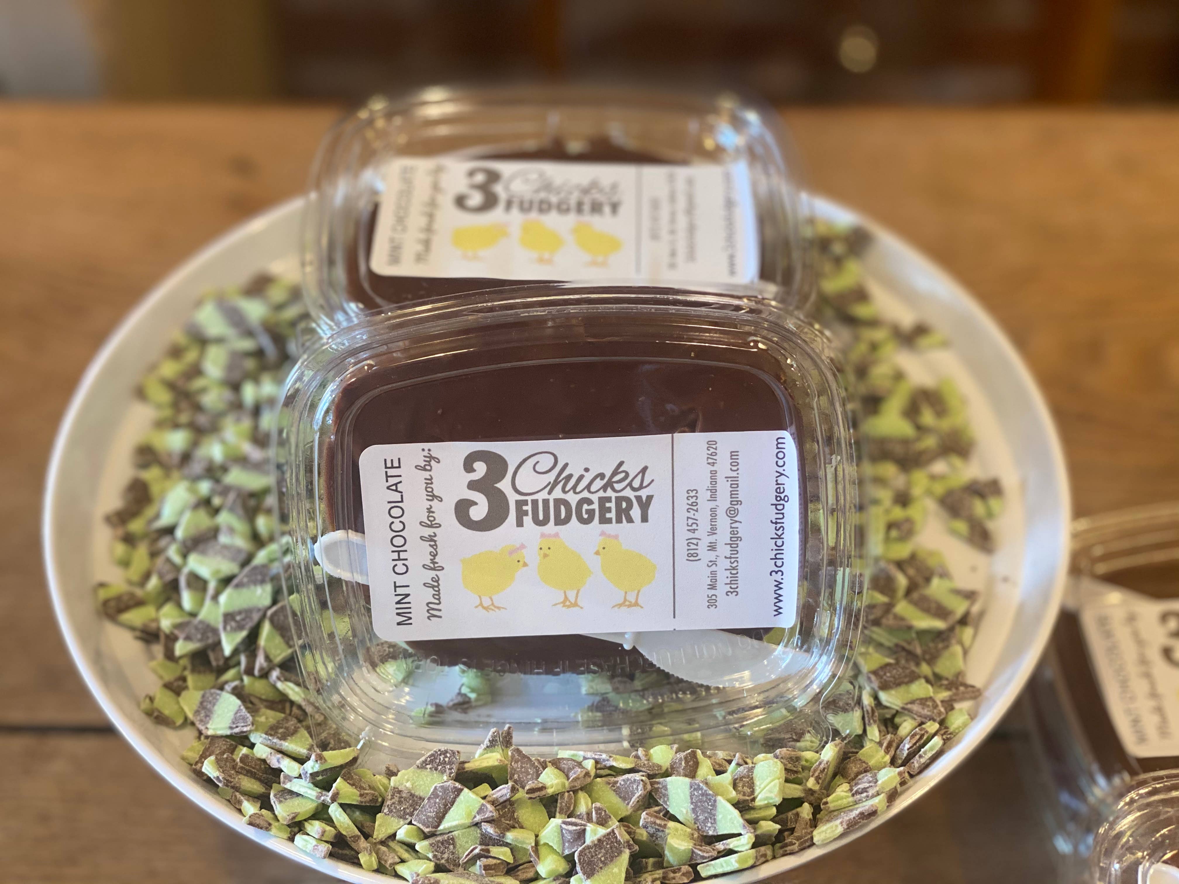 3 Chicks Fudgery - Vente Fudges - Fudge au chocolat à la menthe 1/2 livre1