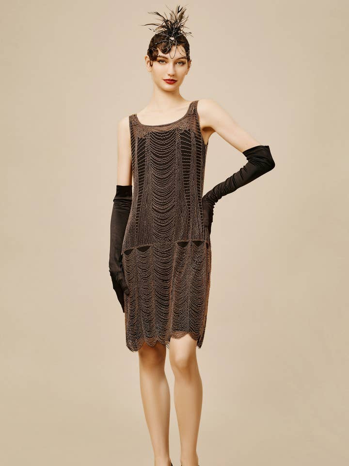 Decadent Draped Flapper Plus Size Dress for wholesale by BABEYOND