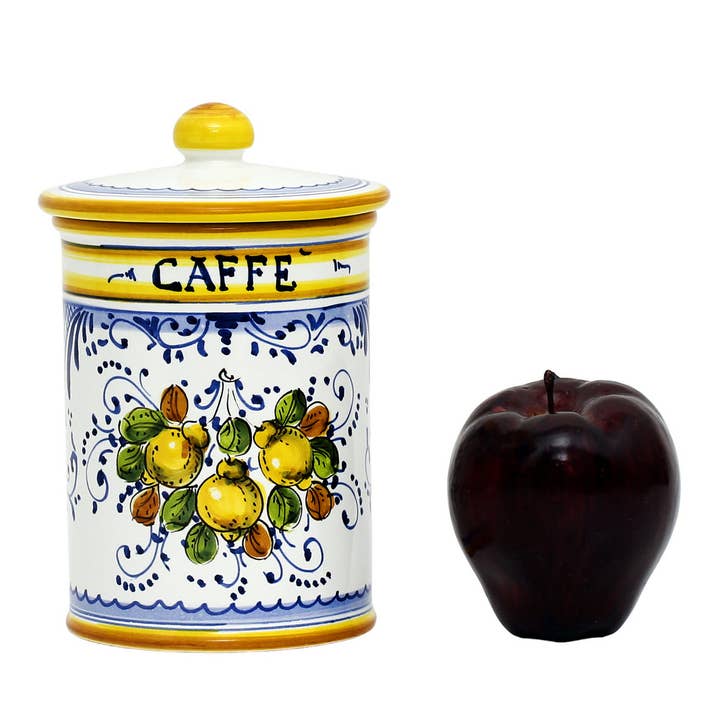 Artistica - Deruta of Italy - Vendita all'ingrosso Contenitori - LIMONCINI: Contenitore toscano 'CAFFE' (caffè) a forma di limone2