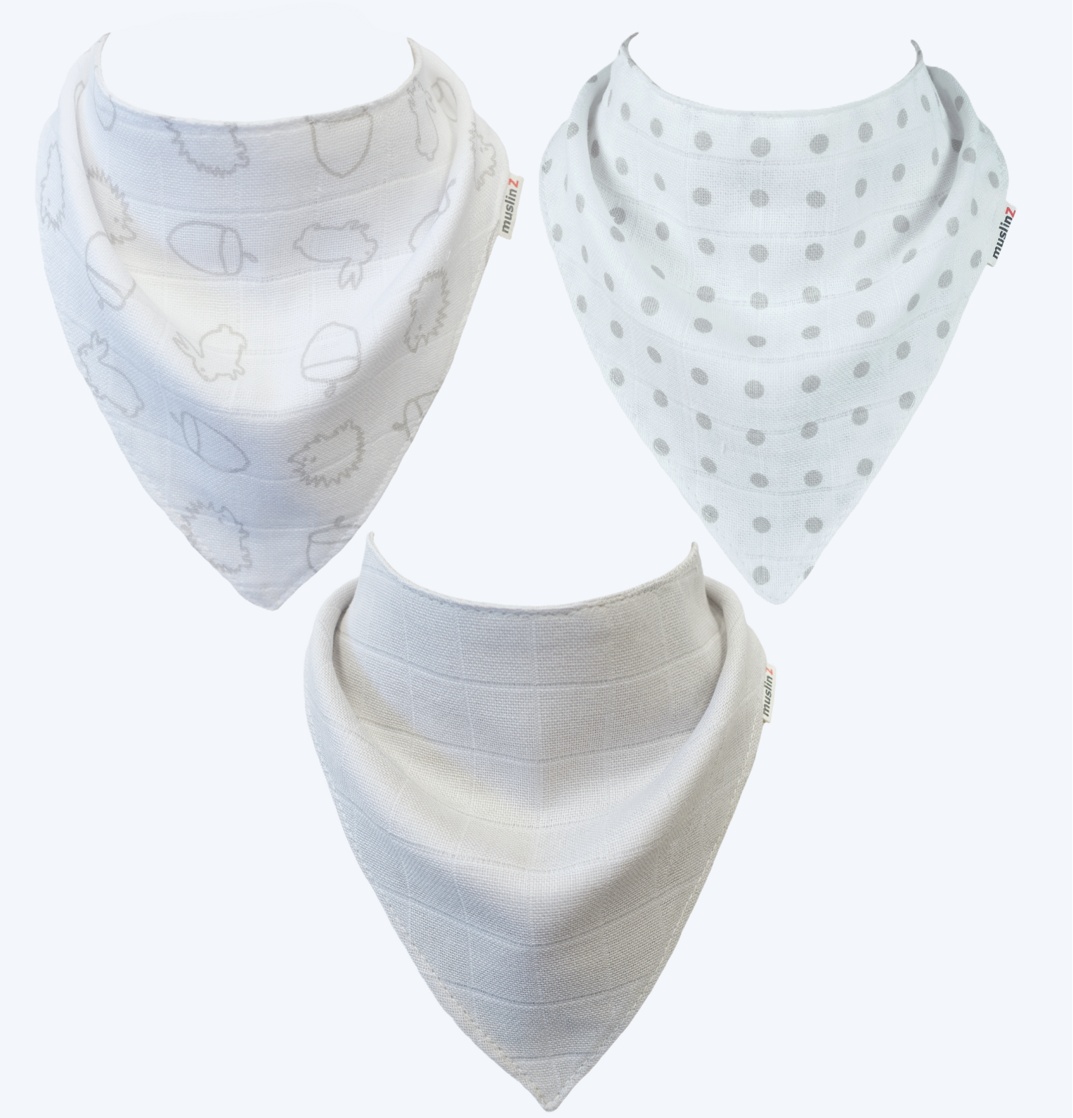 Muslinz - MerryGoRoundUK Ltd – wholesale Bandana bib – MuslinZ 3pk Cotton Muslin Dribble Bibs9