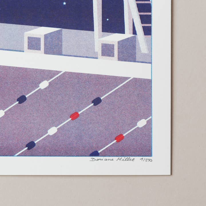 Doriane Millet - Wholesale Art Print - The Little Mermaid - A4 risography - blue starry version4