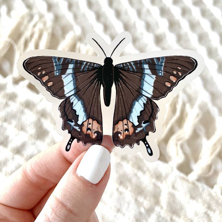 Clear Brown Swallowtail Butterfly Sticker, 3x2in for wholesale by Elyse Breanne Design