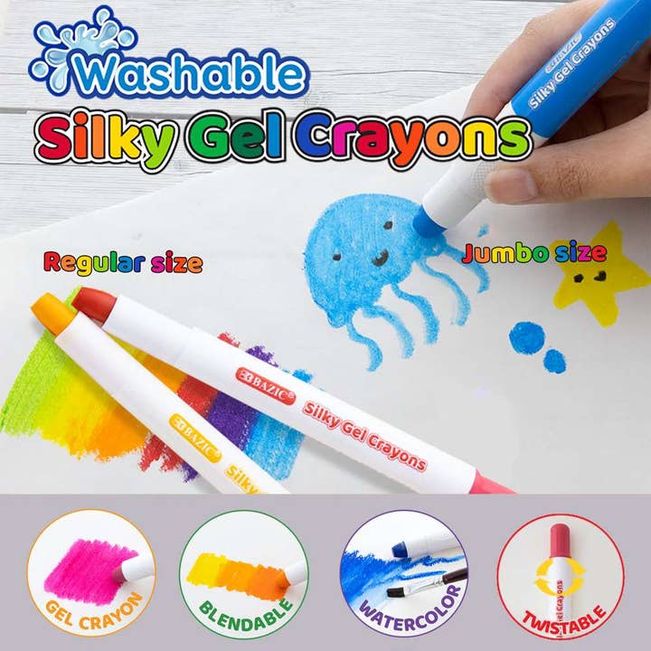 Silky Gel Crayons 12 Color for wholesale by Luna Office Supply - Everyday Essential
