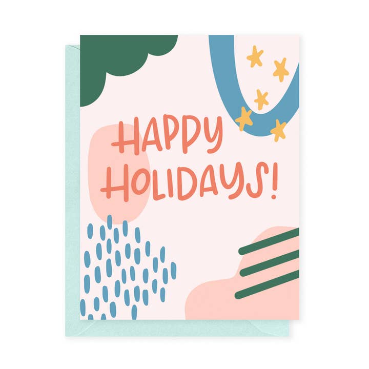 Happy Holidays - Carte de Noël géométrique abstraite pour la vente par Instead of Ashes