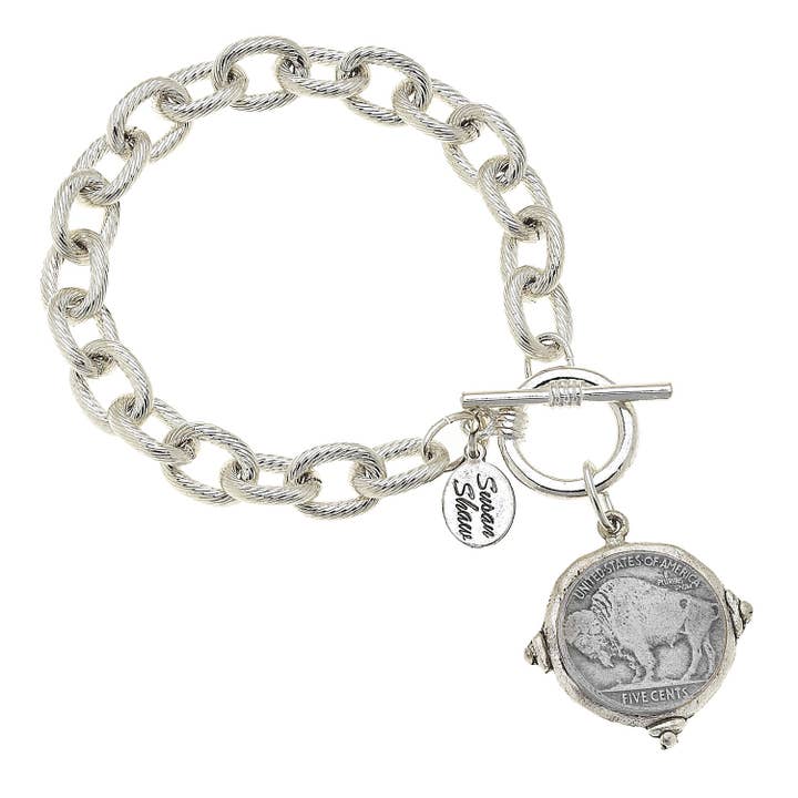 Susan Shaw - Vente Bracelets à breloques/pendentifs - Bracelet en argent Vintage Tête de Buffle