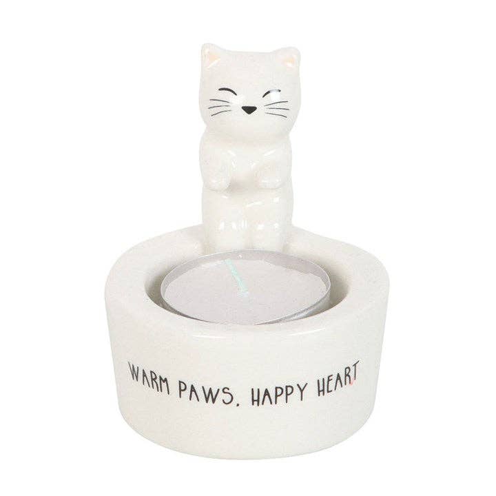 Something Different Wholesale – wholesale Candle holder – Warm Paws, Happy Heart Cat Tealight Holder1