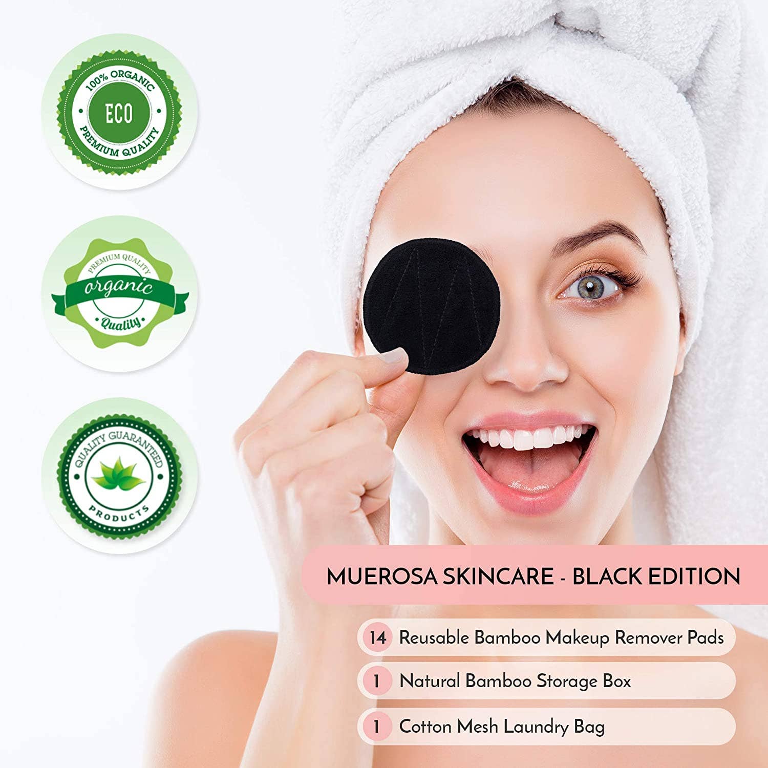 Wholesale Reusable Bamboo Makeup Remover Pads BLACK EDITION for your