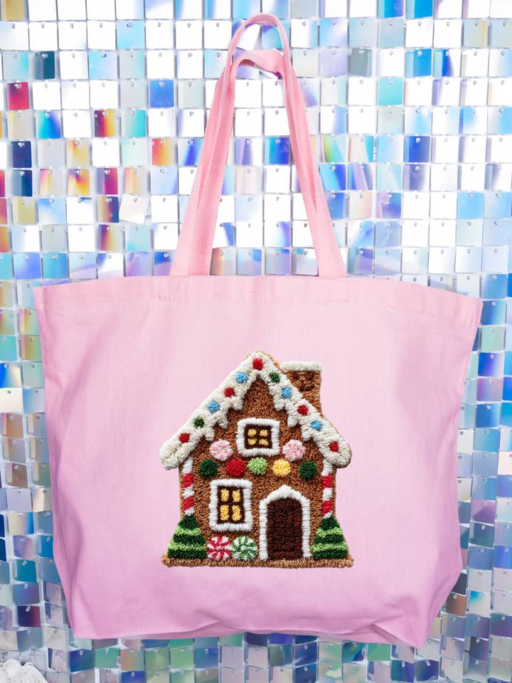 Faux Yarn Merry Manor Canvas Jumbo Tote for wholesale by Wholesale Accessory Market