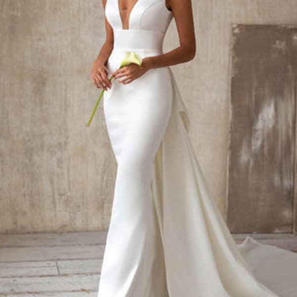 Zeemeermin Bandeau geplooide mouwloze avondjurk met V-hals voor wholesale door Sheer Trend