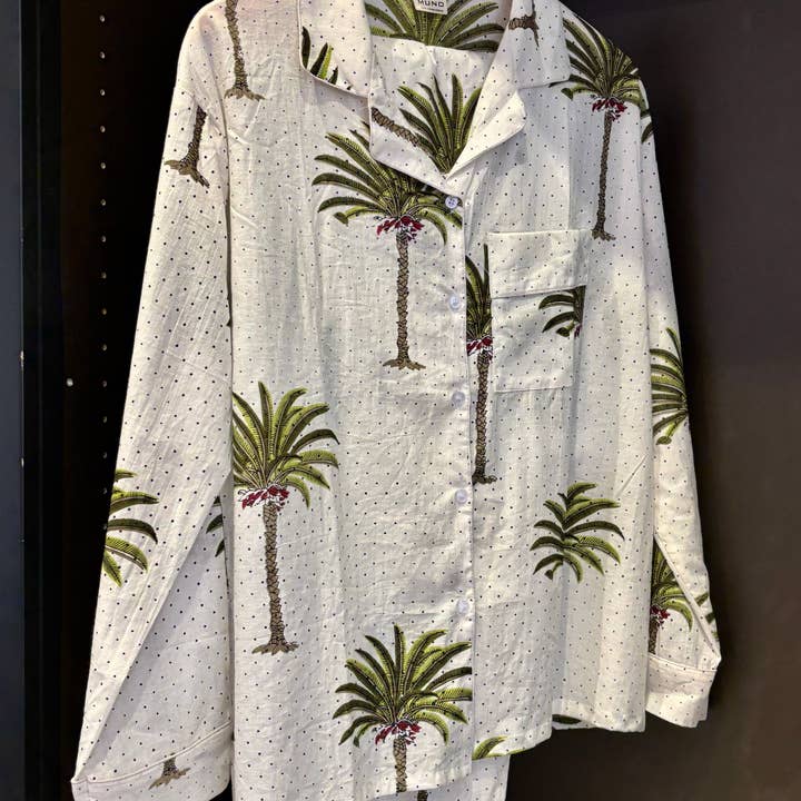 Palm Trees Indian Cotton Pyjama Set for wholesale by Muno
