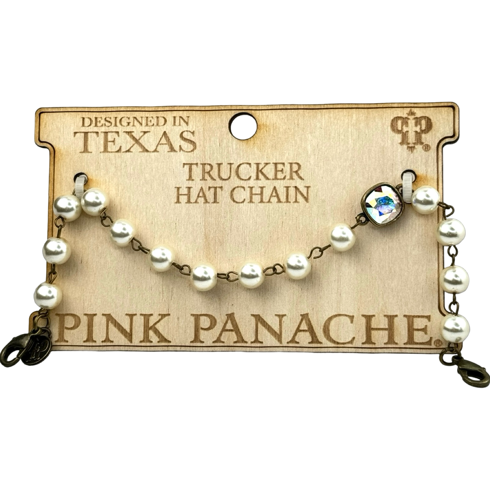 Pink Panache Brands - Wholesale Hat Accessory - Women's - Trucker hat pearl bead chain with Austrian crystal0