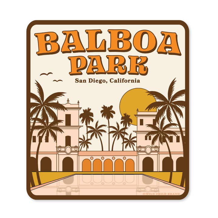 Balboa Park San Diego Californien Klistermærke | Retro Decal for engroshandel hos Wild Child Brand