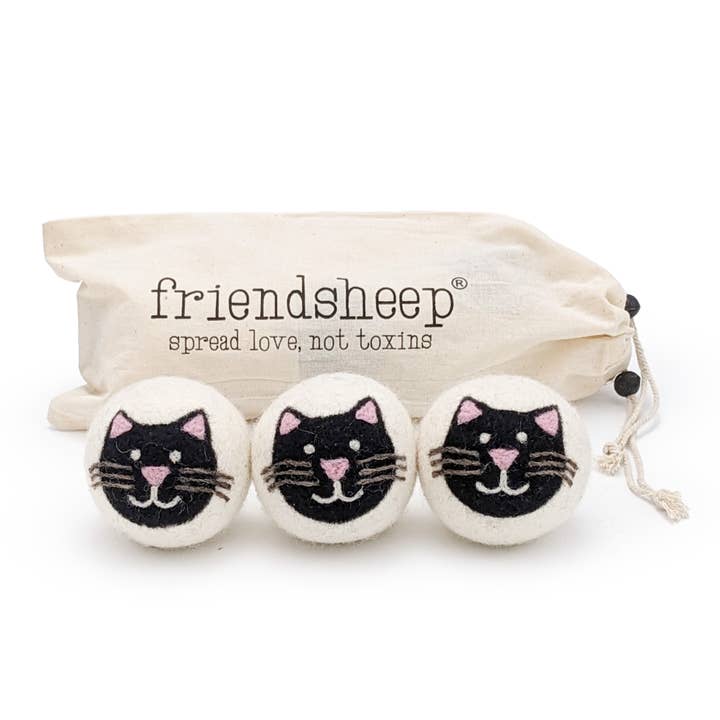 Friendsheep - Wholesale Dryer Balls - Black Cats Eco Wool Dryer Balls - Set of 3