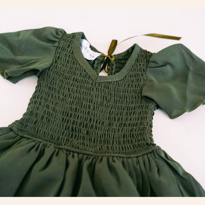 HAHA MAMA Clothing – Großhandel Kleid – Baby – Grünes Chiffon-Mama-und-Ich-Kleid - Kleinkind3