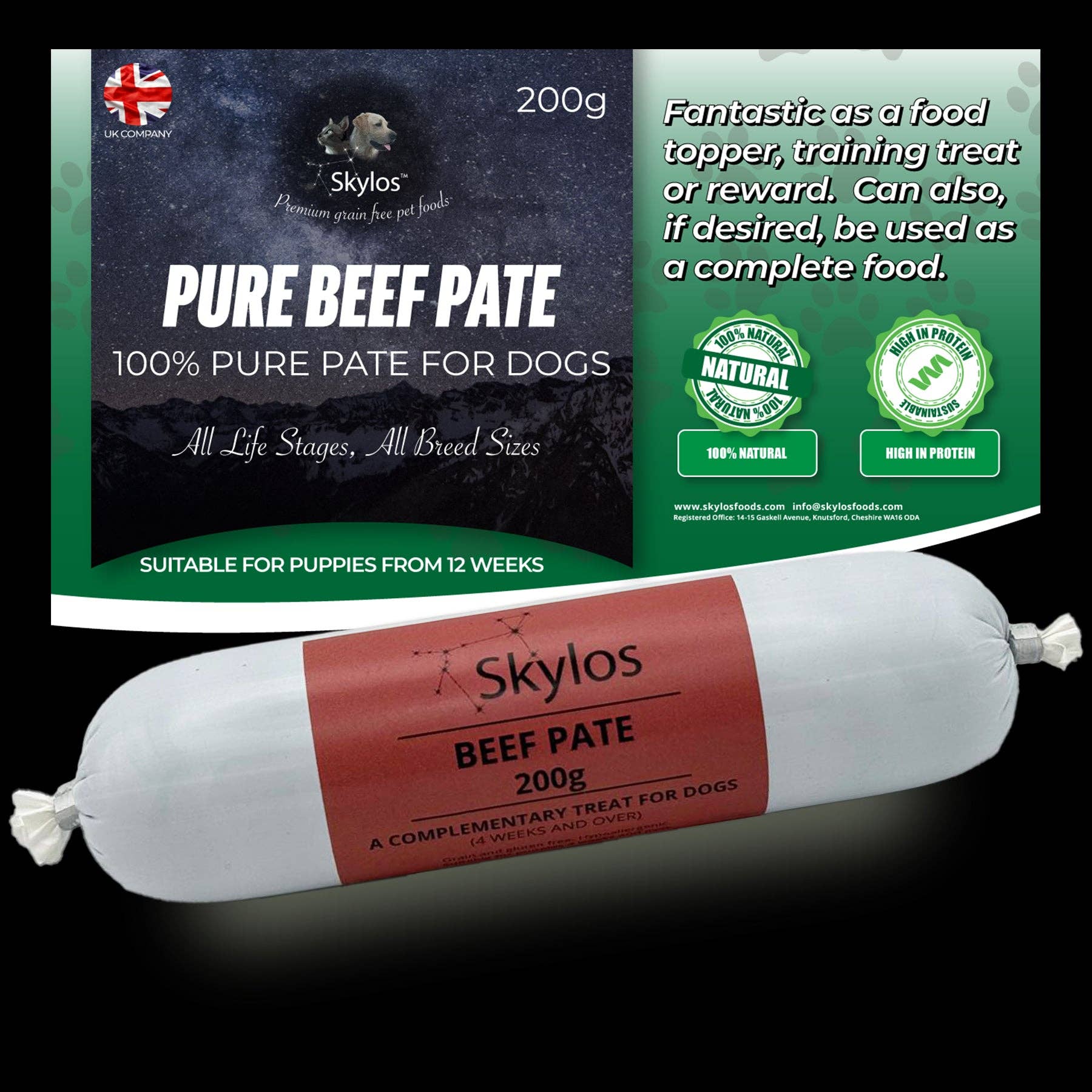Skylos Foods – wholesale Pet food – Dog – Skylos Pate in 9 Flavours and 2 Sizes0