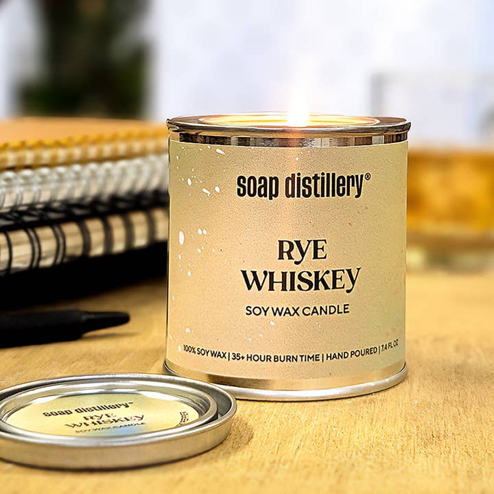 Rye Whiskey Soy Wax Candle for wholesale by Soap Distillery