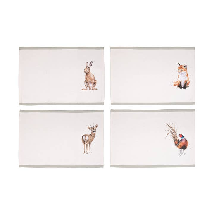 Everyday Fabric Placemats - Woodland - Pack of Four for wholesale by Wrendale Designs