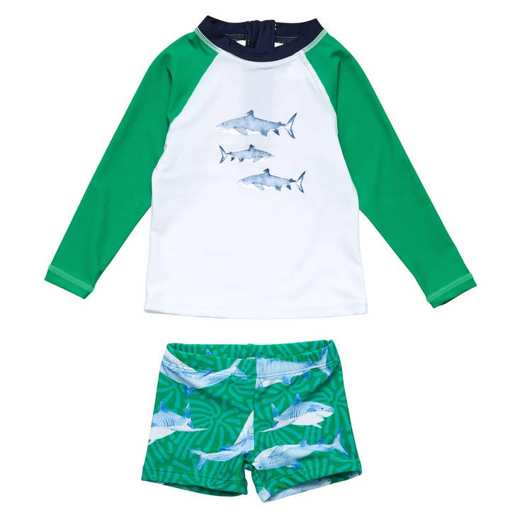 Set para bebé Reef Shark LS para venta al por mayor de Snapper Rock Swimwear UPF50+