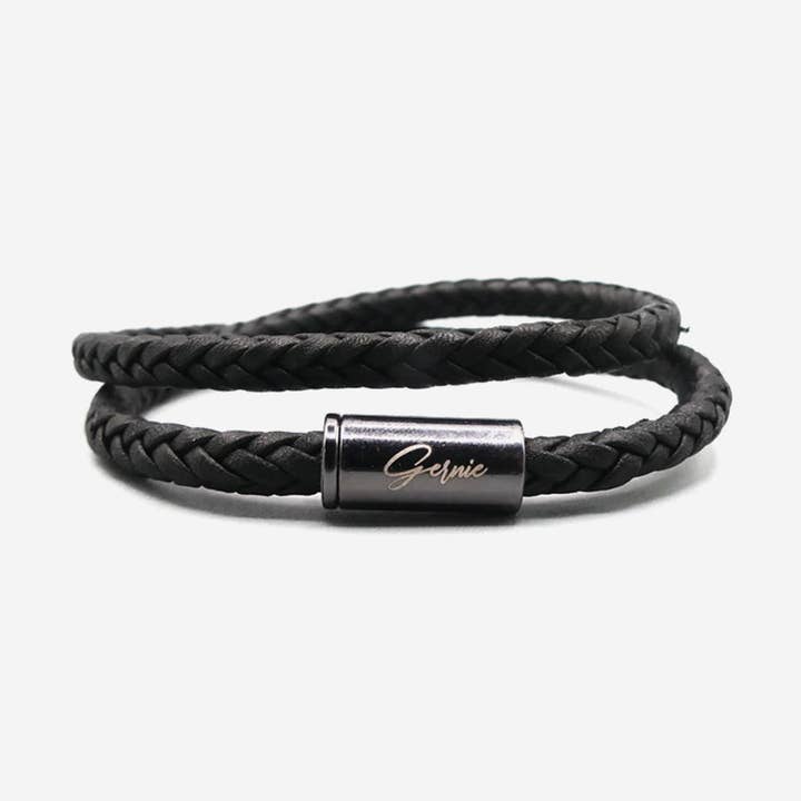 Bracciale avvolgente in pelle intrecciata Pomona Premium da uomo per la vendita all'ingrosso da parte di Gernie NYC