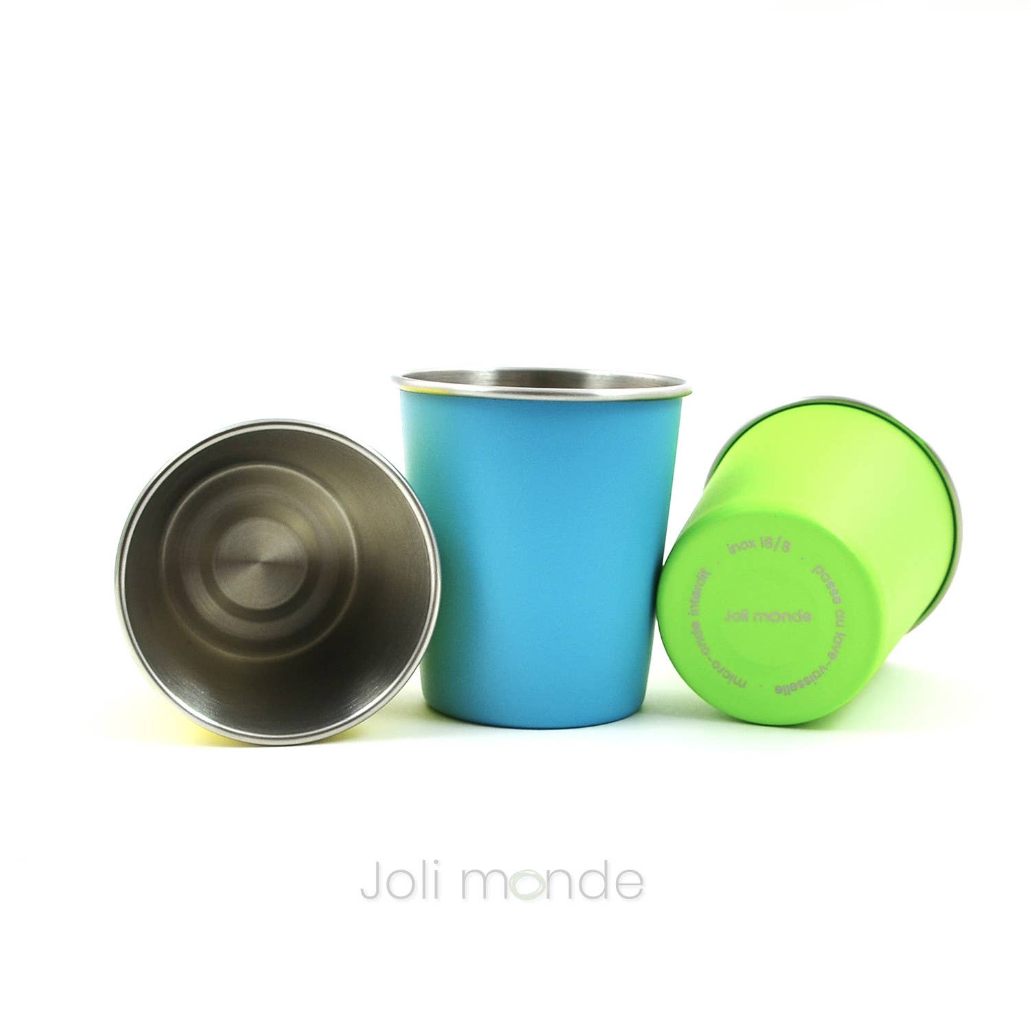 Joli Monde - Vente Verre/tasse – enfant et bébé - Ensemble de 4 P'tites timbales inox 180ml - COLOR1