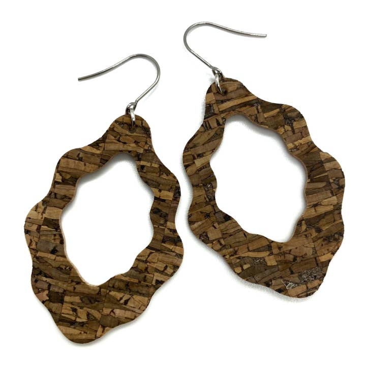 Rustic Cork Scallop Earring for wholesale by The Pink Antler Accessory Co.