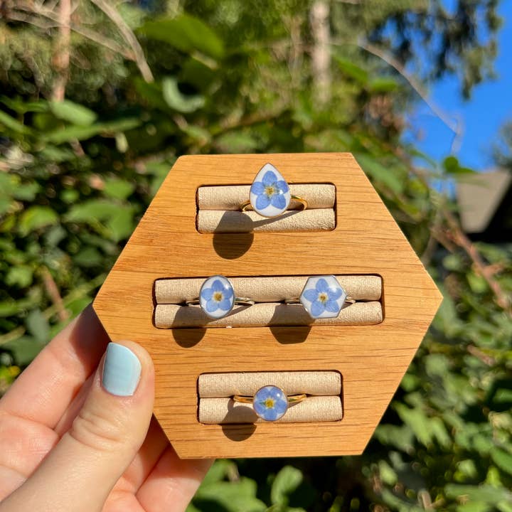 Wild by Design - Wholesale Cocktail/Statement Ring - Oval Real Forget-Me-Not Ring1