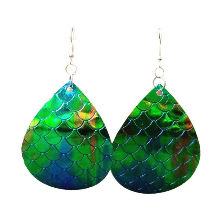 Iriserande sjöjungfru örhängen dingla, Mermaid Scale Örhängen för wholesale av Everything's Right Designs