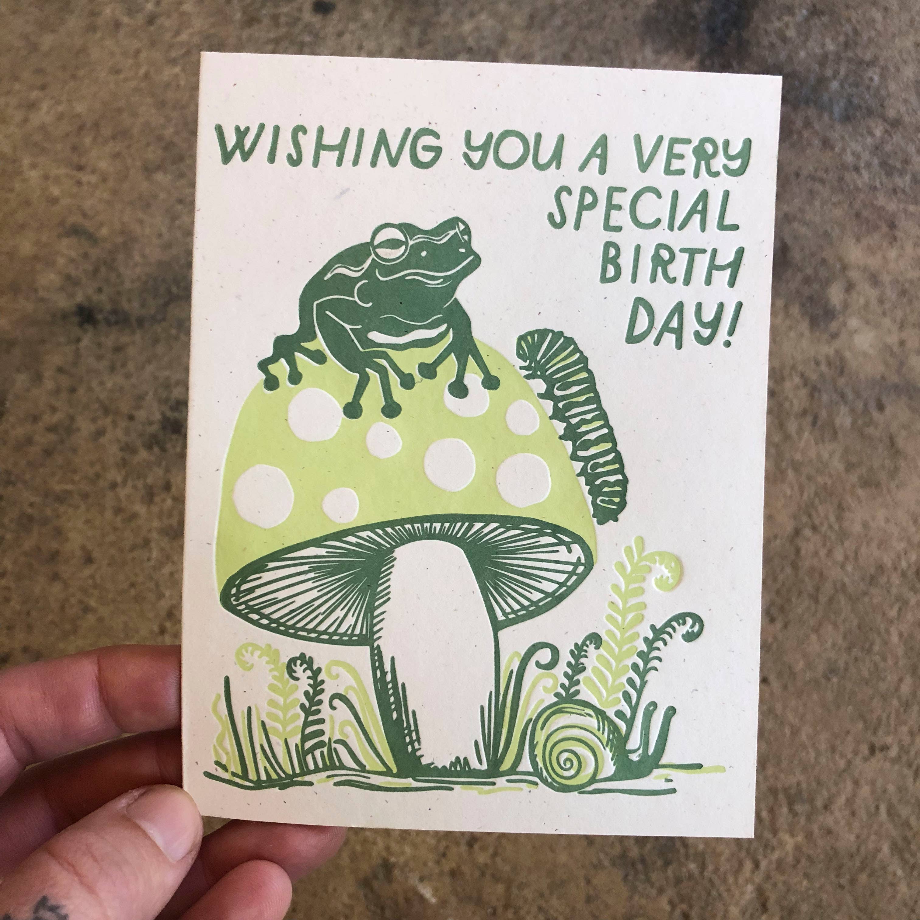 Ratbee Press - Wholesale Birthday Card - Birthday Frog Mushroom Card4