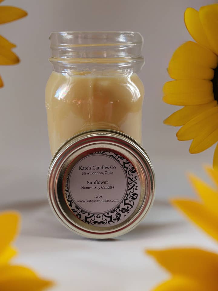 Bougie de soja tournesol pour la vente par Kate's Candles co