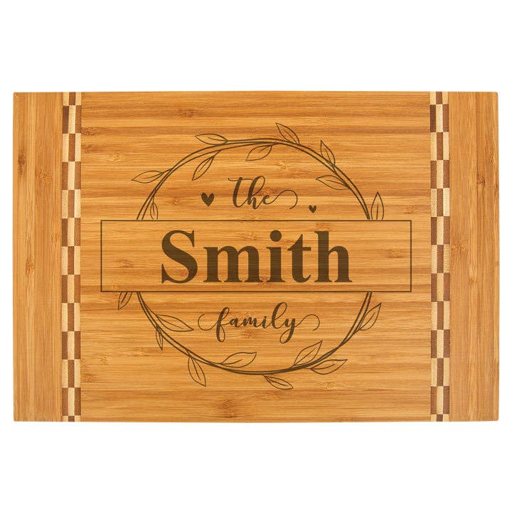Monogram Bamboo Cutting Board for wholesale by Traci's Fun Creations
