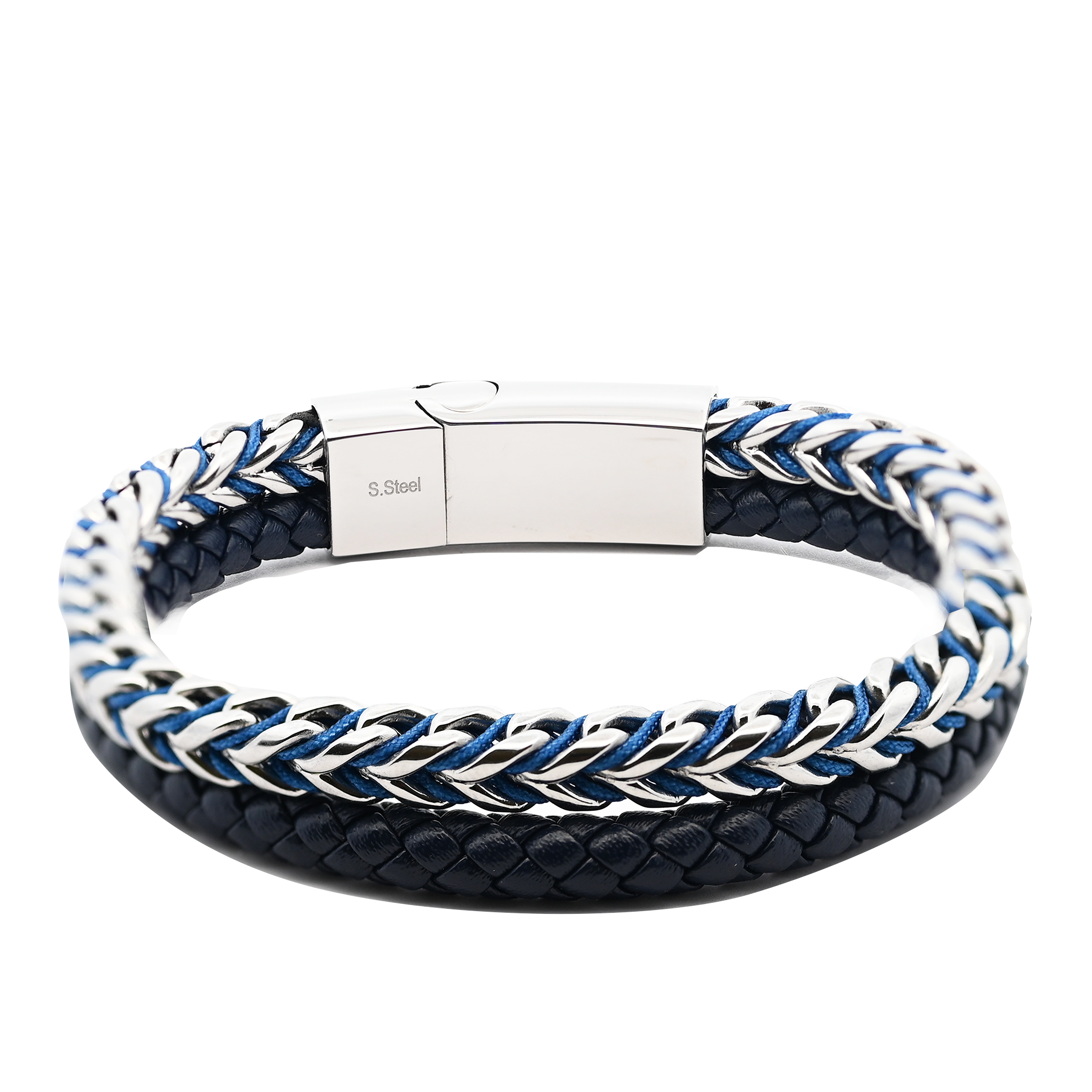 AMORINO SRL - Wholesale Link & Chain Bracelet - MEN'S CHAIN AND LEATHER BRACELET - KM24168A190