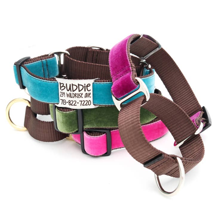 Mimi Green - Vente Collier – chien - Colliers pour chiens Velvet Martingale Loop (sans boucle) 20 couleurs