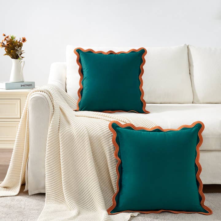 Monday Moose - Wholesale Throw/Decorative Pillow - Maleku Pillow Covers (2-Pack) - Coral/Dark Teal