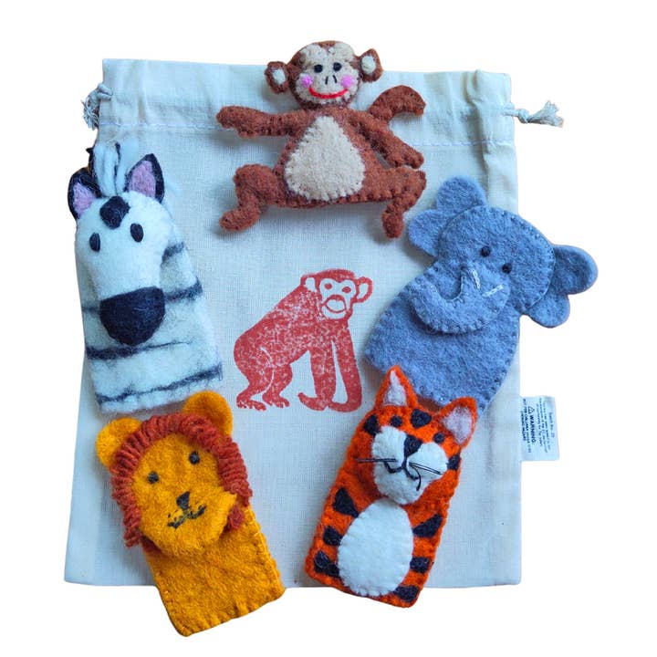 Bag of finger puppets - zoo for wholesale by Koseli Handmade