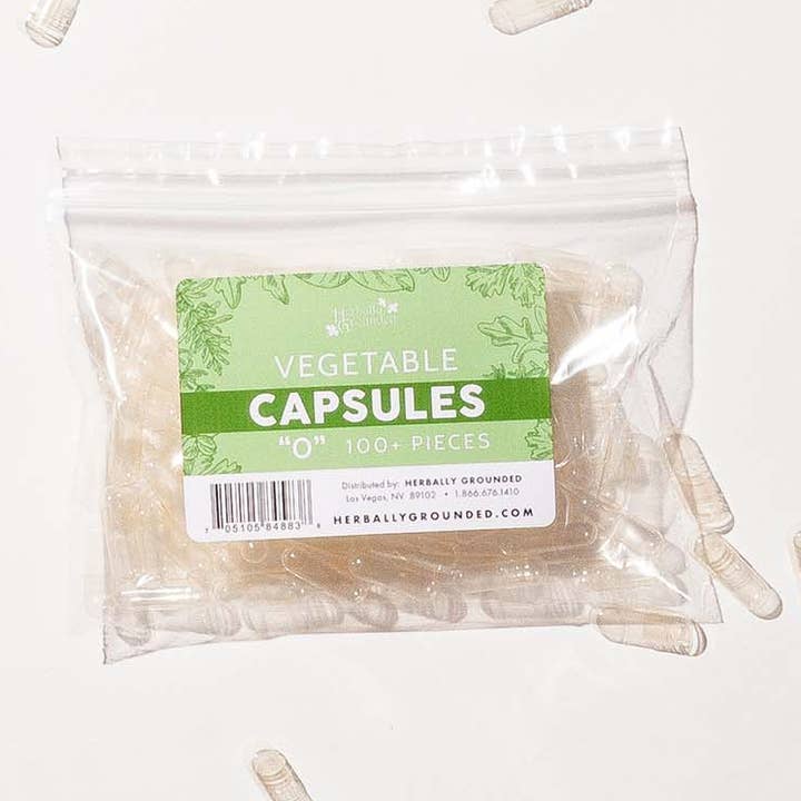 CAPSULES, VEGETABLE "0" for wholesale by Herbally Grounded