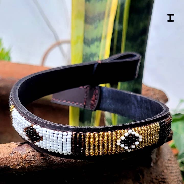 MAASAI CHIEF - Wholesale Pet Collar - Cat/Dog - Beaded Leather Horse browband10