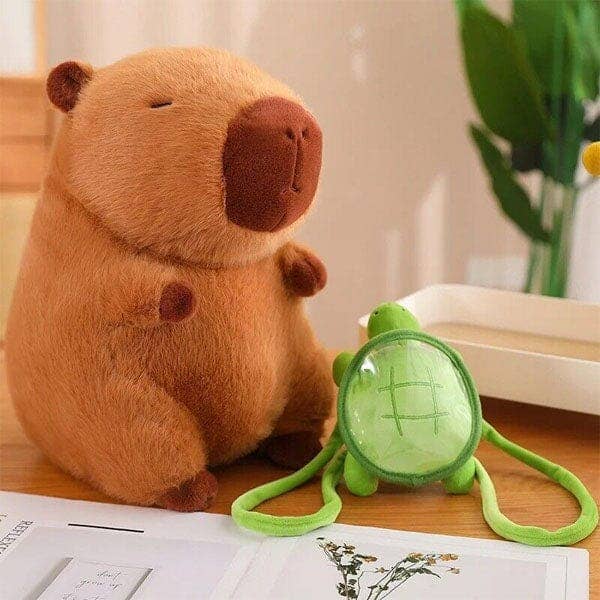 Showcase - Wholesale Stuffed/Plush Toy - Kids & Baby - Capybara 9" Kawaii Plush w/ Turtle Backpack Squishy Pillow Toy10