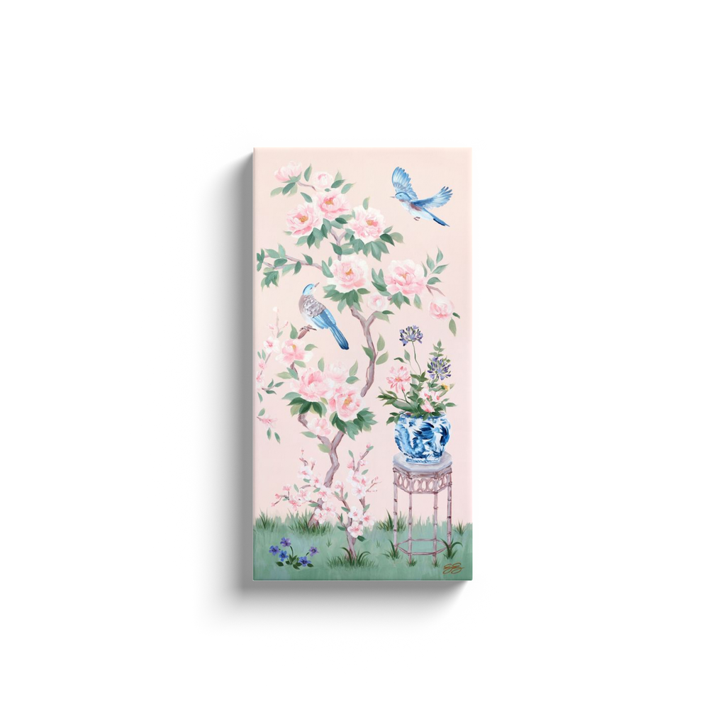 Elizabeth Alice Studio - Wholesale Painting/Drawing - June, a pink chinoiserie canvas wrap1