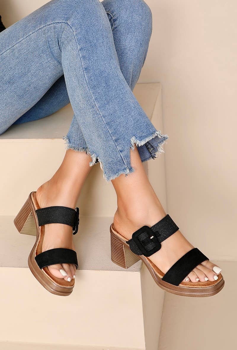 Joia Paris - Wholesale Mules - Women's - Wedge heel mules with buckle, comfortable KA-803