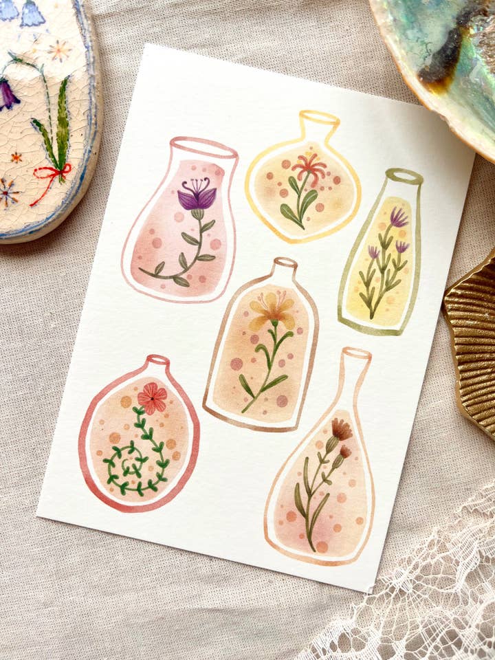 Cartão postal - Flores em garrafas por atacado de Nikki Dotti