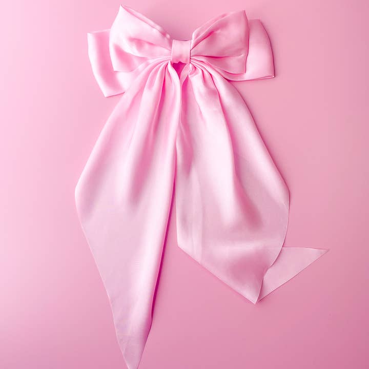 Rock Paper Scissors - Wholesale Hair Bow - Women's - Silky Oversized Ribbon Hair Bow Barrette