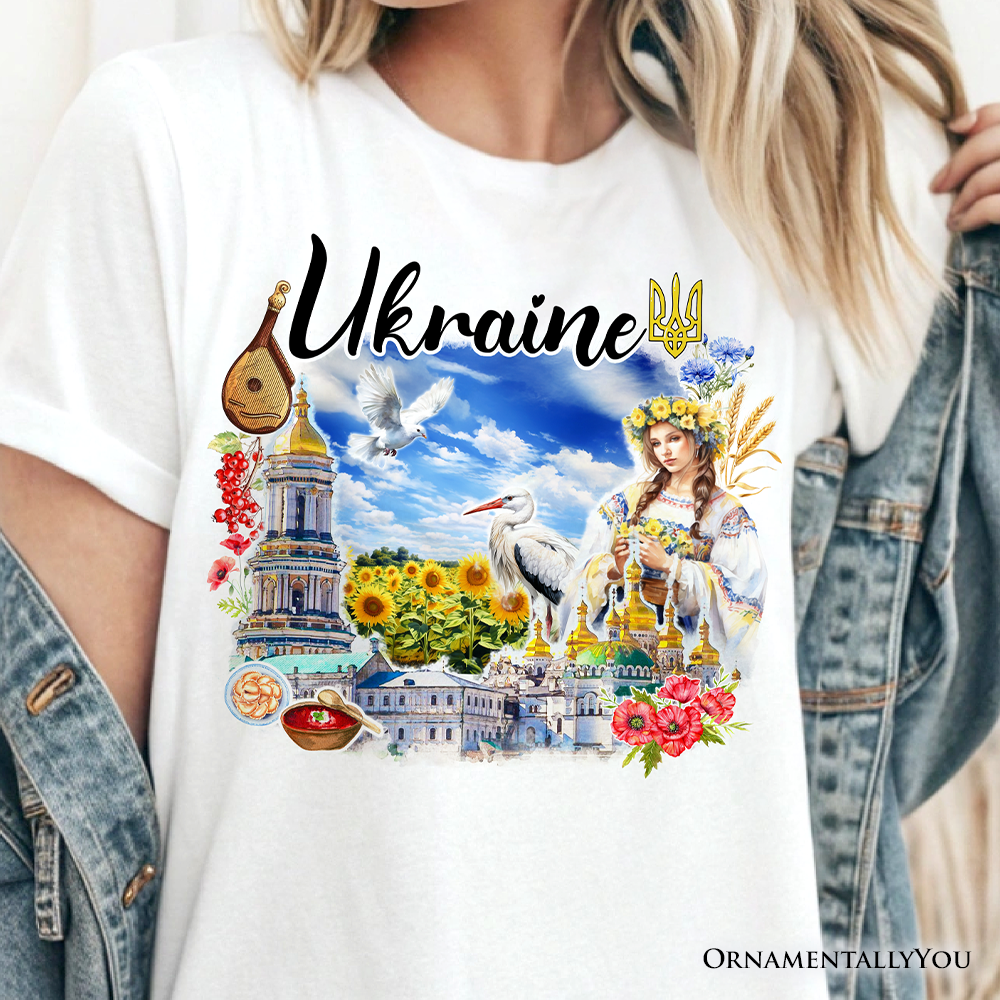 White Artistic Ukraine Vintage T-Shirt, Traditional Tee for wholesale on Faire1