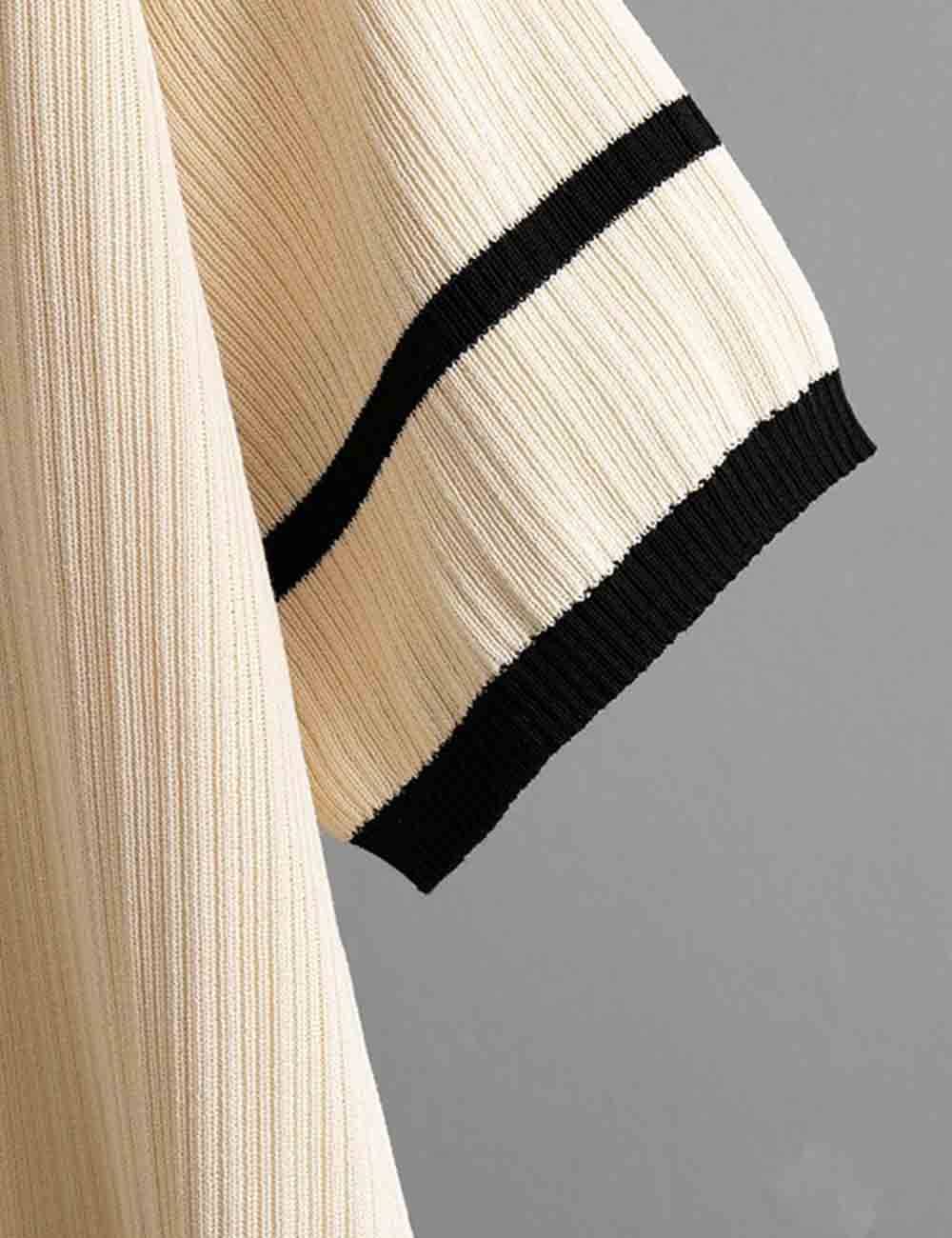 Sweetkama - Wholesale Lounge Set - Women's - Ladies Color Block Polo Collar Knit Top & Pants 2PCS Set5