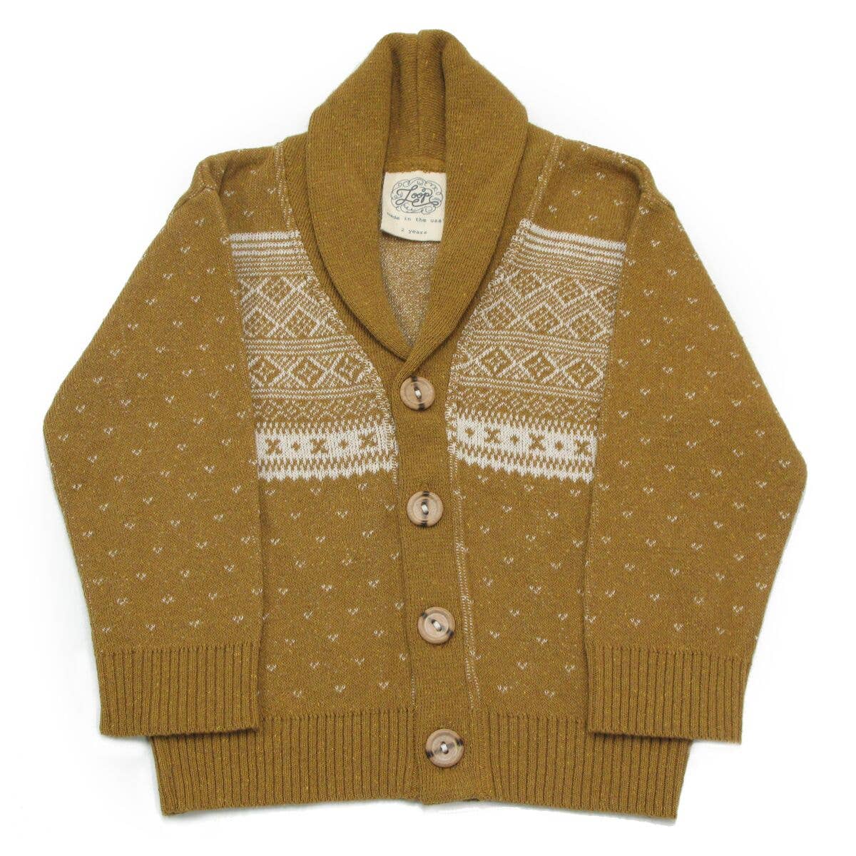 loop collection - Wholesale Cardigan - Baby - Professor Recycled Cotton Baby/Toddler Sweater - Mustard