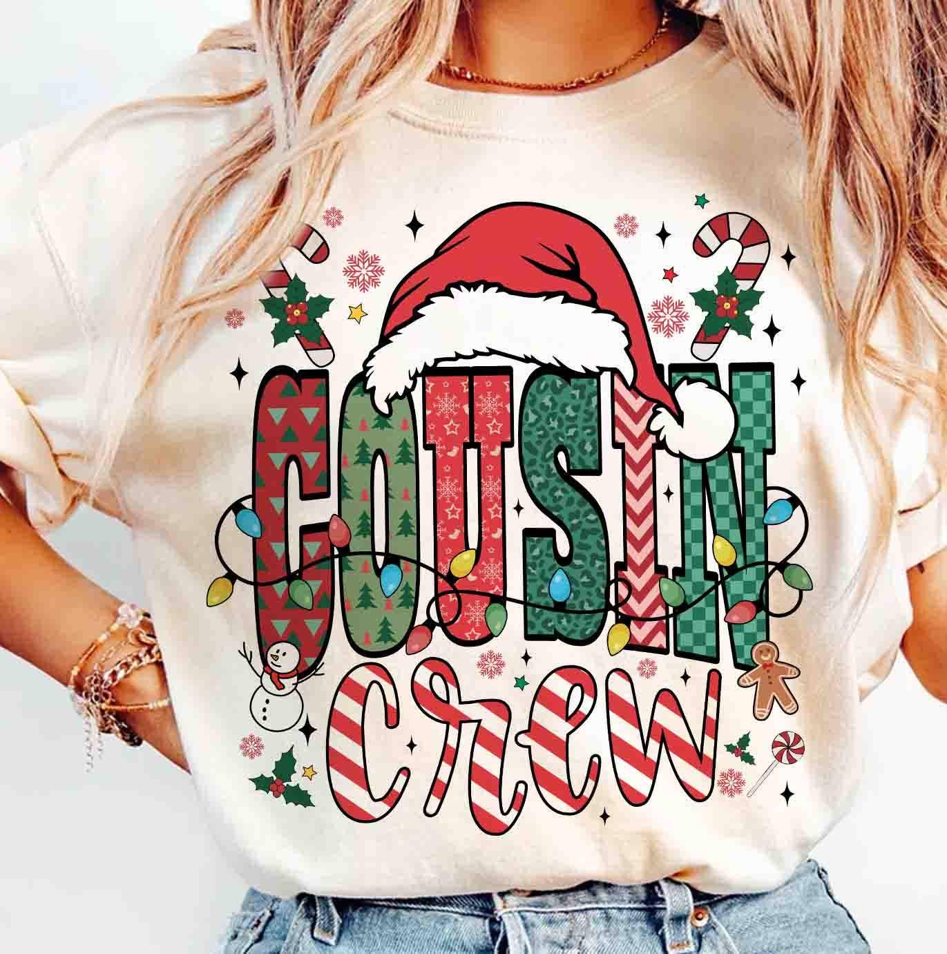 Glaime - Wholesale T-Shirt (Graphic) - Women's - Comfort Colors Matching Christmas Cousin Crew Tee, Retro Tee0
