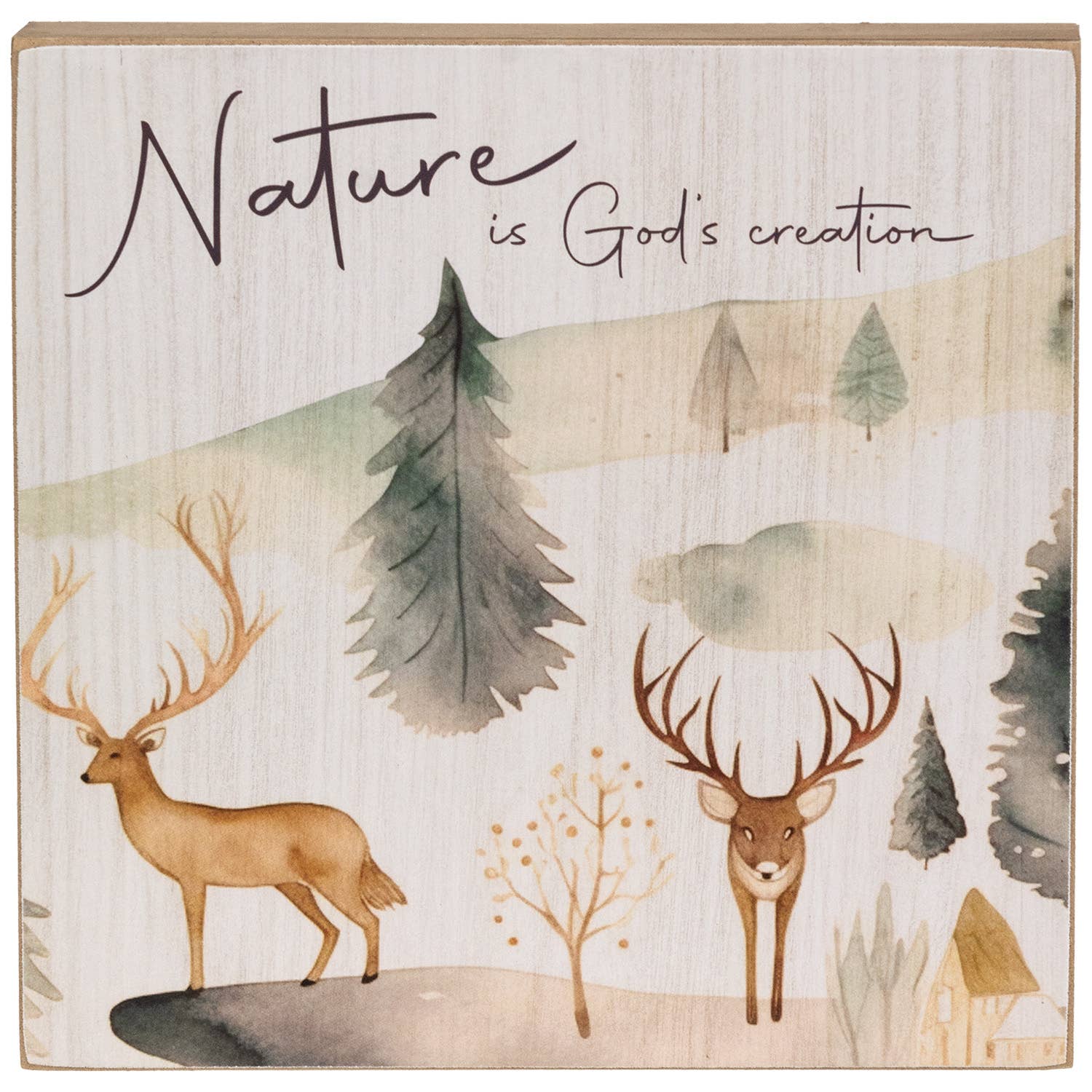 The Hearthside Collection - Wholesale Desk/Tabletop Sign - Woodland Faith Box Sign - 3 Asstd. Order After Show3