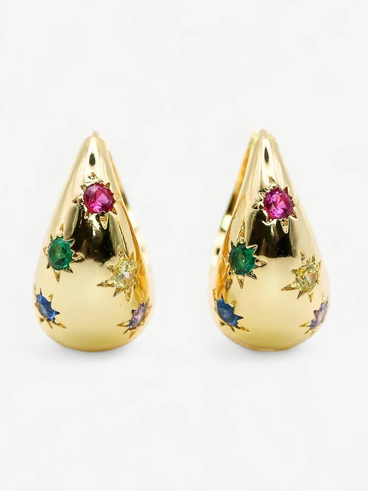 Regnbue Safir Dome Creol Øreringe for engroshandel hos Miss Cecilia