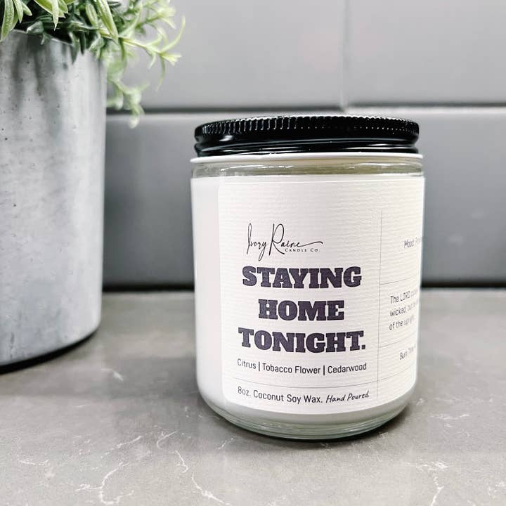 Staying Home Tonight. Coconut Soy Candle for wholesale by Ivory Raine Candle Co.